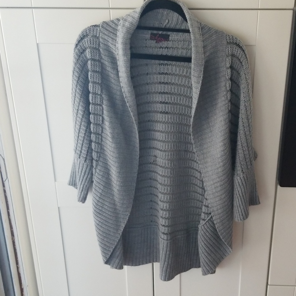 Gray open front sweater